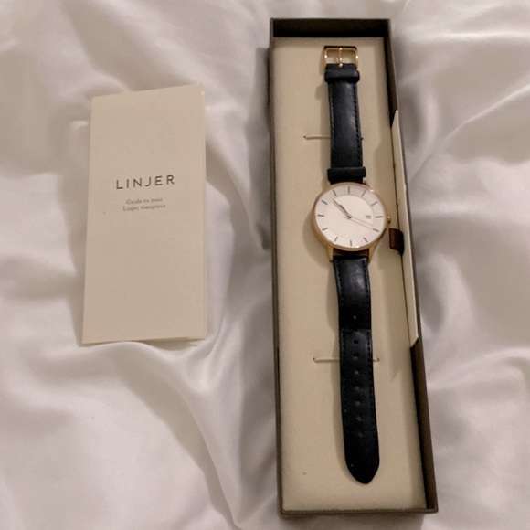 Linjer time piece navy leather watch - condition worn - Picture 1 of 13